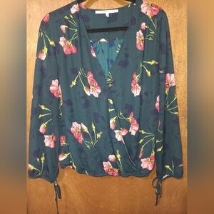 Collective Concepts Floral Blouse - Pink and Green